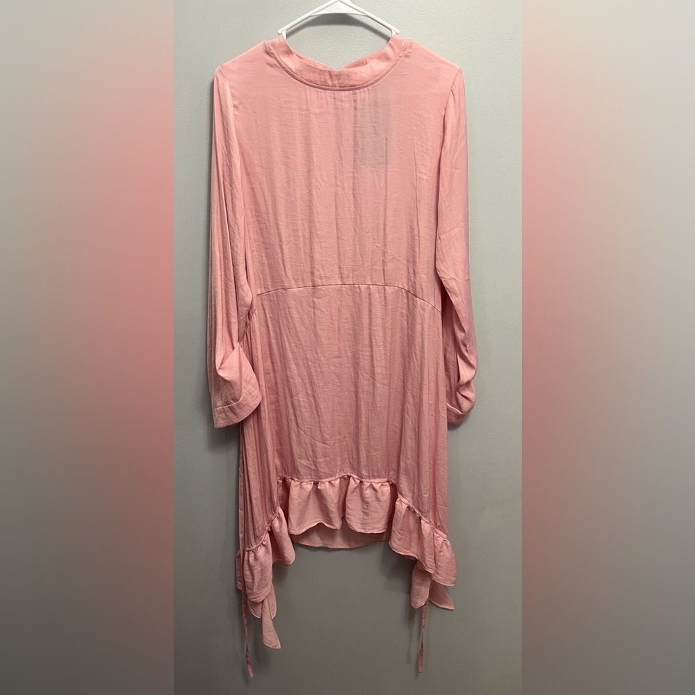 Zara woman’s sz Large Frilled Pink Midi Dress Ruffled Hem Boho NWT - Picture 5 of 15